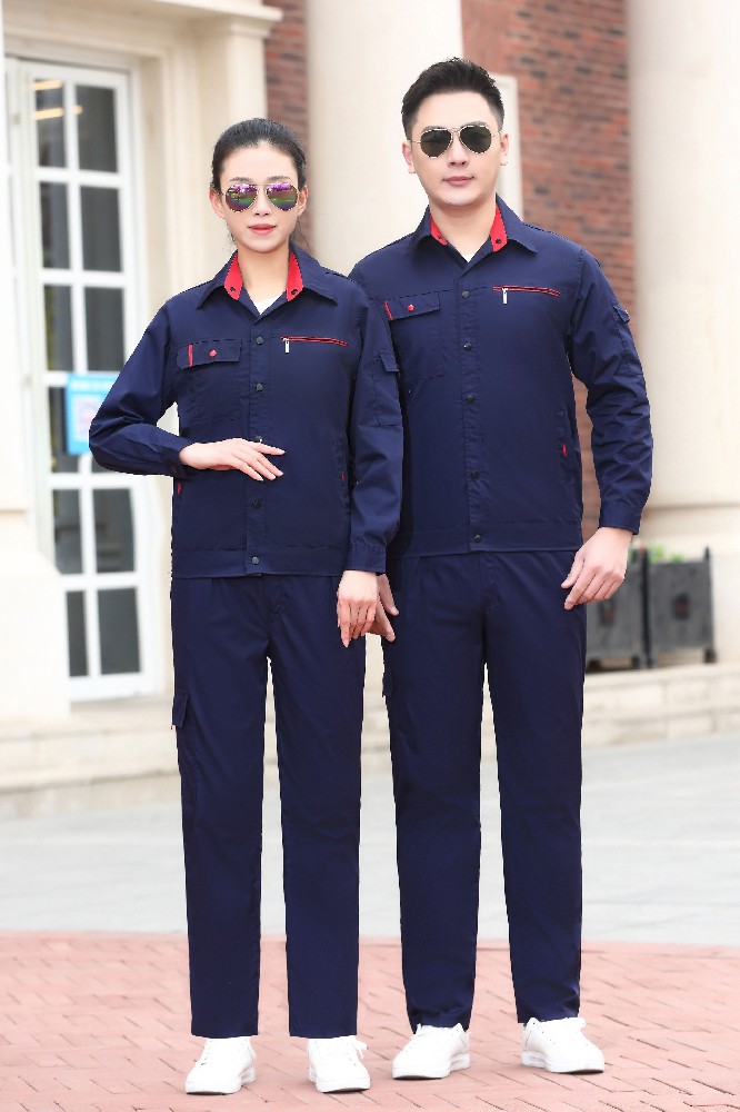 工厂企业夏季长袖工作服夹克衫2色可选 内包边0050